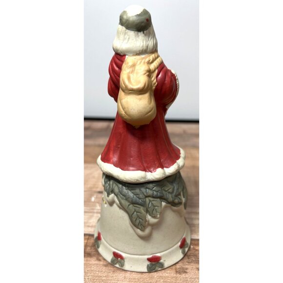 Santa Claus Ceramic Bell Hand-Painted Vintage Christmas Decoration - Picture 3 of 4